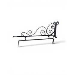 Blacksmith made wrought metal wall hanging sign bracket, scrollwork detail, including wall bracket and sign bracket