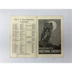1946 FA Cup Final Charlton Athletic v Derby County football programme played 27th April 1946 at Wembley. Provenance: By direct descent from the family of Raich Carter having been consigned by his daughter Jane Carter.