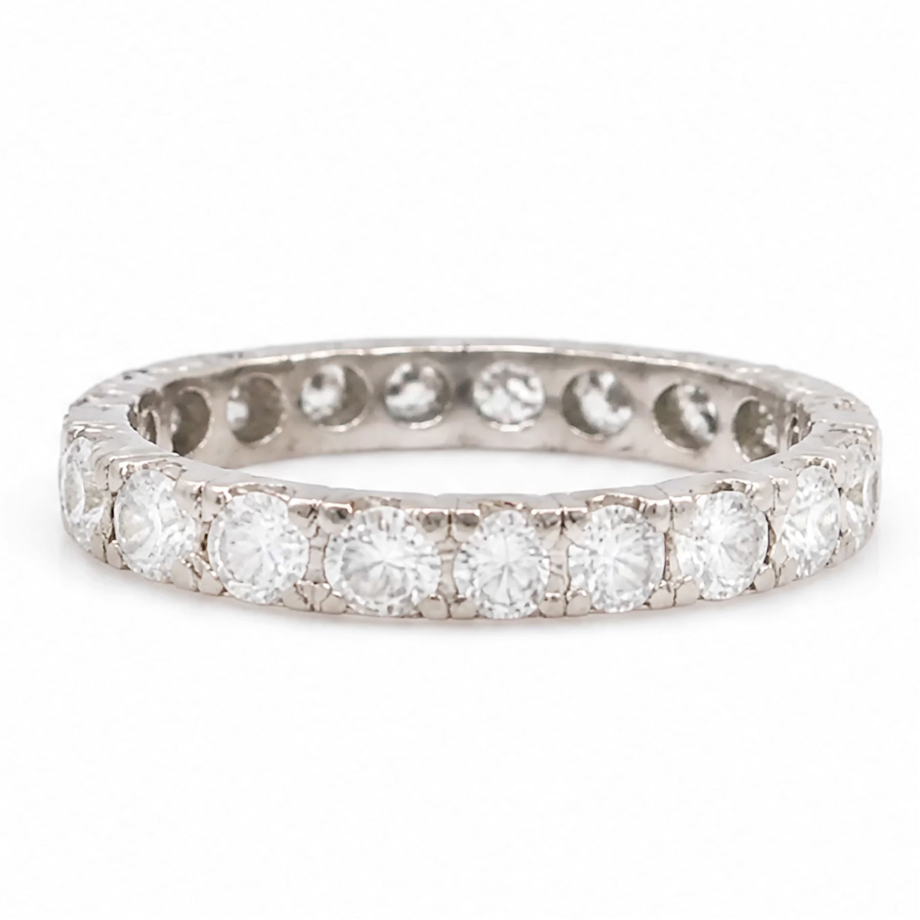 White gold diamond eternity ring, set with seventeen round brilliant cut diamonds, total diamond weight approx 2.20 carat