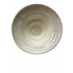 20th century Leeds creamware, comprising chestnut basket and stand, small tureen and cover, ladle, and associated stand, candlestick with stem modelled as a dolphin, teapot, tureen and cover in the form of a melon with fixed stand, and toast rack (toast rack a/f), each with impressed mark beneath. 