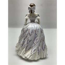 Three Coalport figures, comprising Eugenie, Lillie Langtry and Laura, together with seven other similar figures