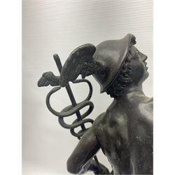 After Giambologna, bronzed figure of Hermes pointing to the sky, H55cm