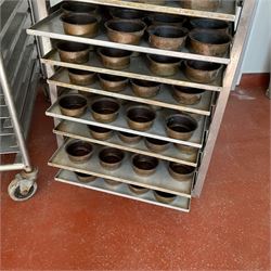 Three stainless steel 20 tray trolley racks with trays (pie tins not included) - THIS LOT IS TO BE COLLECTED BY APPOINTMENT FROM DUGGLEBY STORAGE, GREAT HILL, EASTFIELD, SCARBOROUGH, YO11 3TX