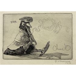 Captain George Claude Leon Underwood (British 1890-1975): Anthropomorphic Bird, etching signed and dated 1915 in pencil 9cm x 14cm 
Provenance: by descent through the family of Eli Marsden Wilson (1877-1965); removed from the artist's cabinet, to be sold in the Country House Sale, Saturday 16th March 2024 Lot 1267.