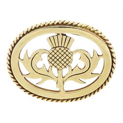 9ct gold Scottish thistle design brooch by Ortak Silvercraft, Edinburgh 1979