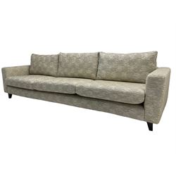 Orior - contemporary large three seat sofa, upholstered in patterned textured fabric on ebonised splayed feet