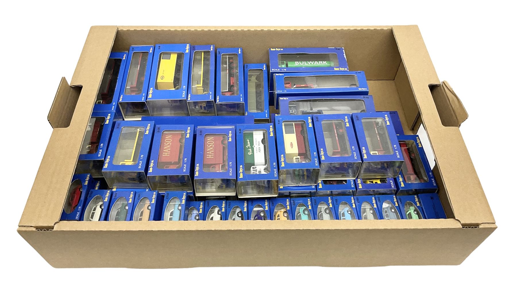 Fifty-seven Base Toys 1:76 scale die-cast models, all boxed (57)