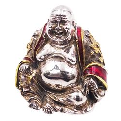 Italian Magrino silver overlaid figure, modelled as a seated Buddha, marked Magrino, 925, H4cm
