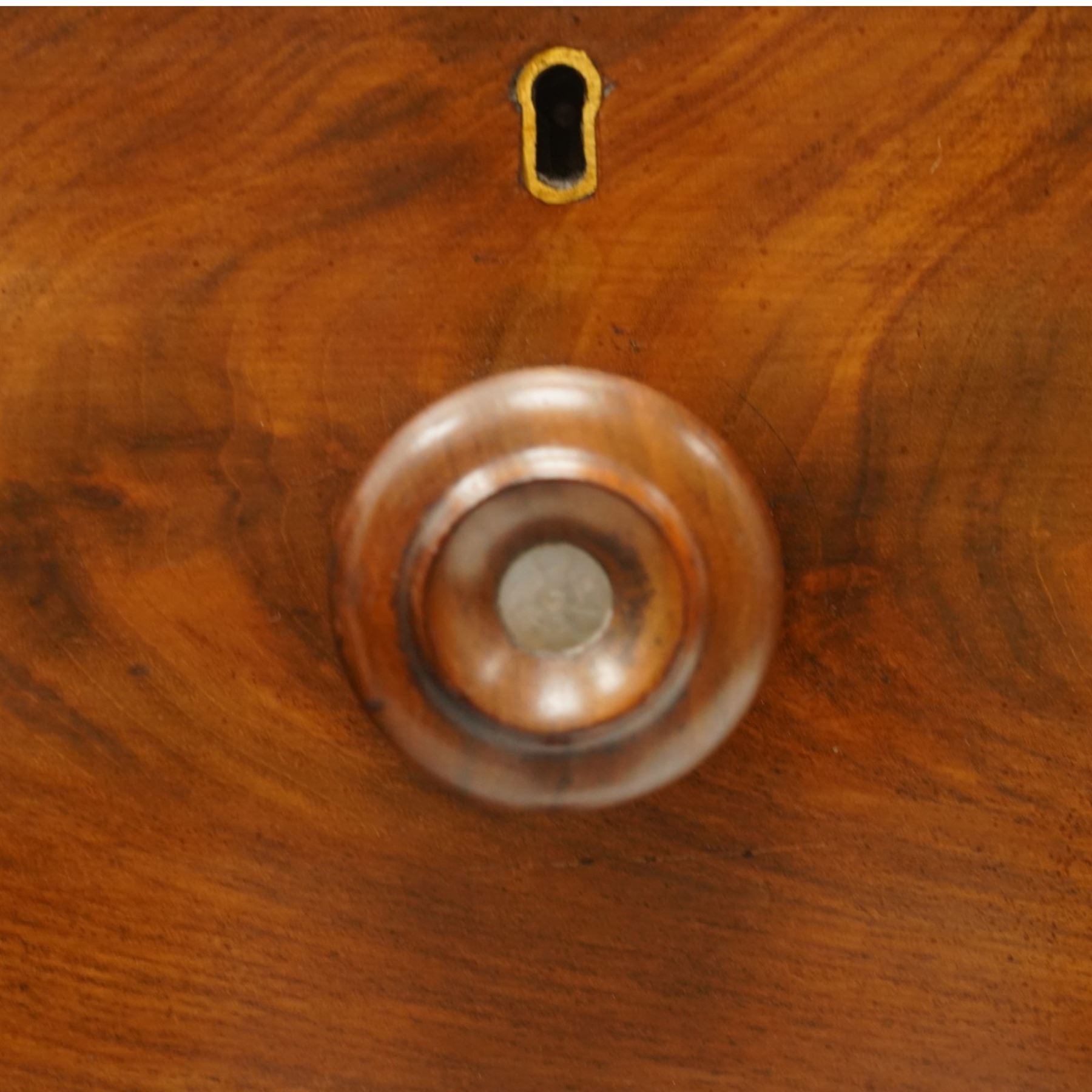 Victorian mahogany bowfront chest, with mahogany veneered drawers two over three drawers, turned handles with mother of pearl centres, raised on turned supports