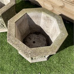 Pair of cast stone octagonal garden planters  - THIS LOT IS TO BE COLLECTED BY APPOINTMENT FROM DUGGLEBY STORAGE, GREAT HILL, EASTFIELD, SCARBOROUGH, YO11 3TX