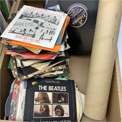 A large collection of assorted Vinyl LPs, to include Status Quo If you can't stand the heat, Abba Arrival, Abba Greatest Hits Vol 2, Rod Stewart Atlantic Crossing, Beatles For sale, The Beatles 1962-1966, The Beatles 1967-1970, Queen Sheer heart attach, plus a selection of various classical examples, to include Beethoven, Mozart, etc., and a quantity of singles. 
