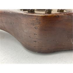 Early 20th century Avro 504 80HP Gnome laminated mahogany two-blade propeller with metal centre to the hub, stamped to the face of the hub 'AVRO Y80 80HP GNOME TYPE 504 & 504A A.I.D.29 A.I.D.32 1545' and to the sides of the hub '2744 DIA 1829 PITCH' and '1470'; traces of A.V. Roe & Co Ltd Manchester transfers to both blades L273.8cm; Auctioneer's Note: The Avro 504 was introduced in 1913 and was quickly taken up by the Royal Flying Corps as a trainer and observation machine; robust and versatile it remained in general service as a trainer until the late 1920s then widely for civilian use as a joy-rider and for stunt displays. The legendary RAF WWII ace, Douglas Bader, took instructions and would have had his first solo flight in just such a machine.