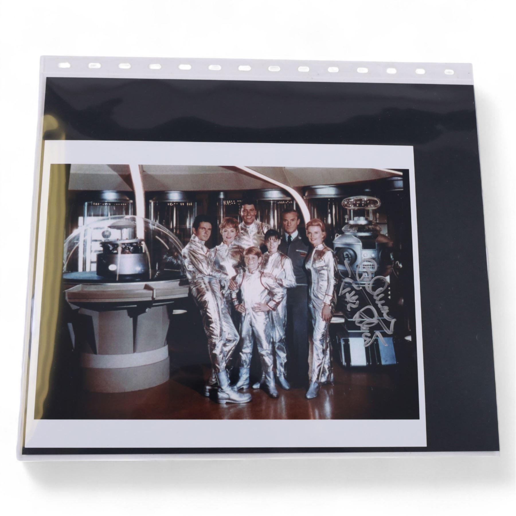 Collection of signed stills and promotional photographs, mostly Sci-Fi TV and film related, including Andy Serkis, Warwick Davis, James Earl Jones, Leroy James, Leonard Nimoy, Billy West, Robert Vaughn, Shane Rimmer, Ethan Phillips etc, all with certificates of authenticity, contained within dark green album