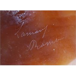 Victorian fine cameo brooch depicting Cupid and Psyche, in 18ct gold Etruscan Revival gold wirework mount, the reverse indistinctly signed Lamary, in original fitted silk and velvet lined case