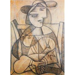 After Pablo Picasso (Spanish 1881-1973): Woman with Joined Hands, limited edition lithogra...