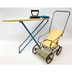  Children's Tri-ang ironing board and matching doll's pram (2)  