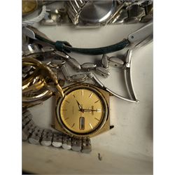 Collection of wristwatches, including Seiko, Timex, Corvette etc