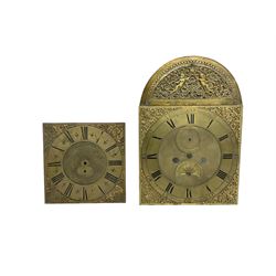 Five 19th century painted longcase dials and two 18th century brass longcase dials.




