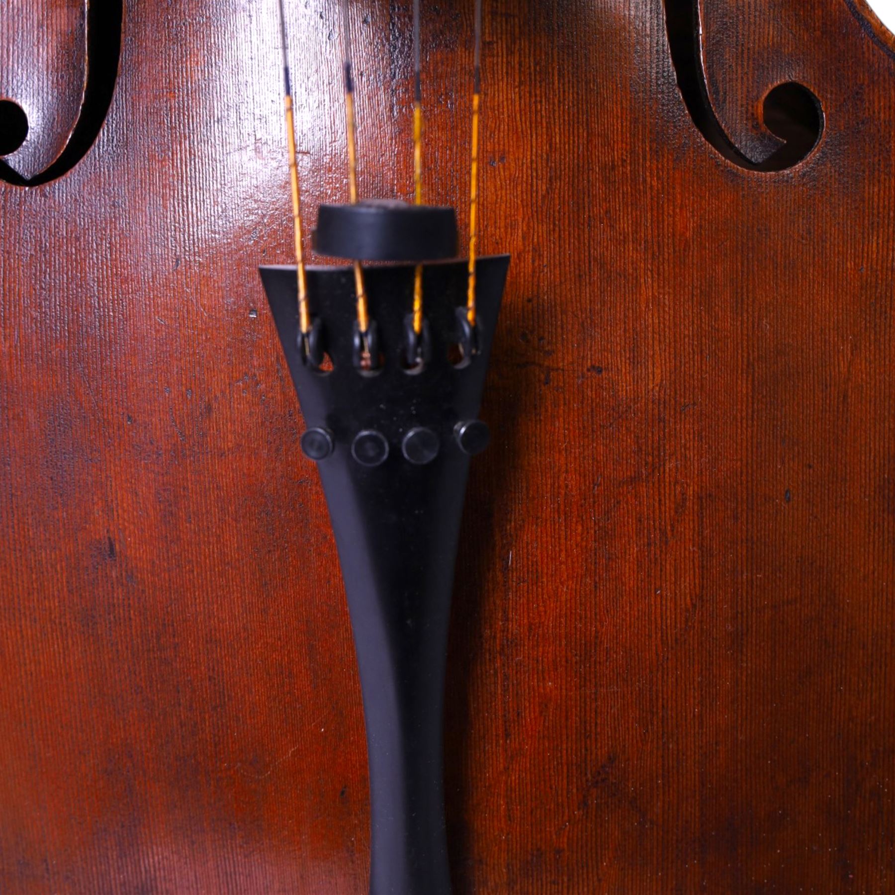 Early 19th century English cello by Samuel Gilkes of London, circa 1820, with two piece back and pine table finished in a golden brown varnish, certificate of authenticity from D.R Hill & Son, Buckinghamshire, numbered H494 in their records, in Hiscox hard case, with two horse hair cello bows, the first an English example stamped Ferranda Millars Liverpool, the second a German example stamped R. Paesold, both with ebonised mother of pearl/abalone frogs and ivory tip plates
This item has been registered for sale under Section 10 of the APHA Ivory Act