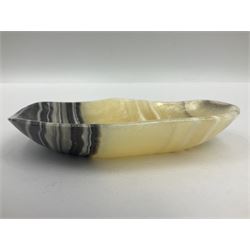 Free form dish made from carved and polished zebra onyx, L6cm, H2cm
