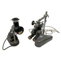 A C. Baker of London electric microscope and A J Swift & Son, electric microscope, untested
