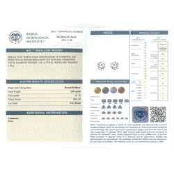 Pair of 18ct white gold round brilliant cut diamond stud earrings, total diamond weight 1.01 carat, with World Gemological Institute report
