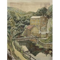 Carl Herman (Scarborough 1887-1955): Boggle Hole near Robin Hood's Bay, watercolour and pencil signed and dated 1949, 49cm x 37cm