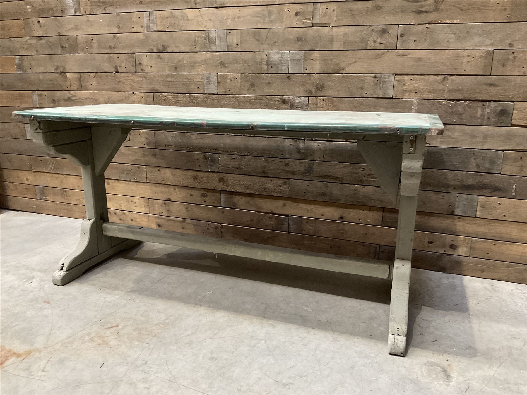 Early 20th century painted wood and enamel Military folding campaign table