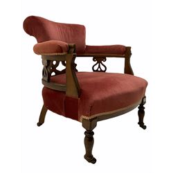 Late Victorian tub shaped upholstered chair 