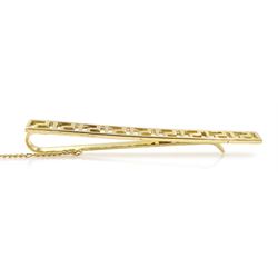 14ct gold Greek key design tie clip, stamped 585, approx 4.16gm