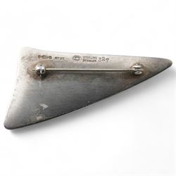 Georg Jensen silver brooch designed by Henning Koppel of abstract triangular form, No. 327 marked 'Denmark, Sterling' L6cm