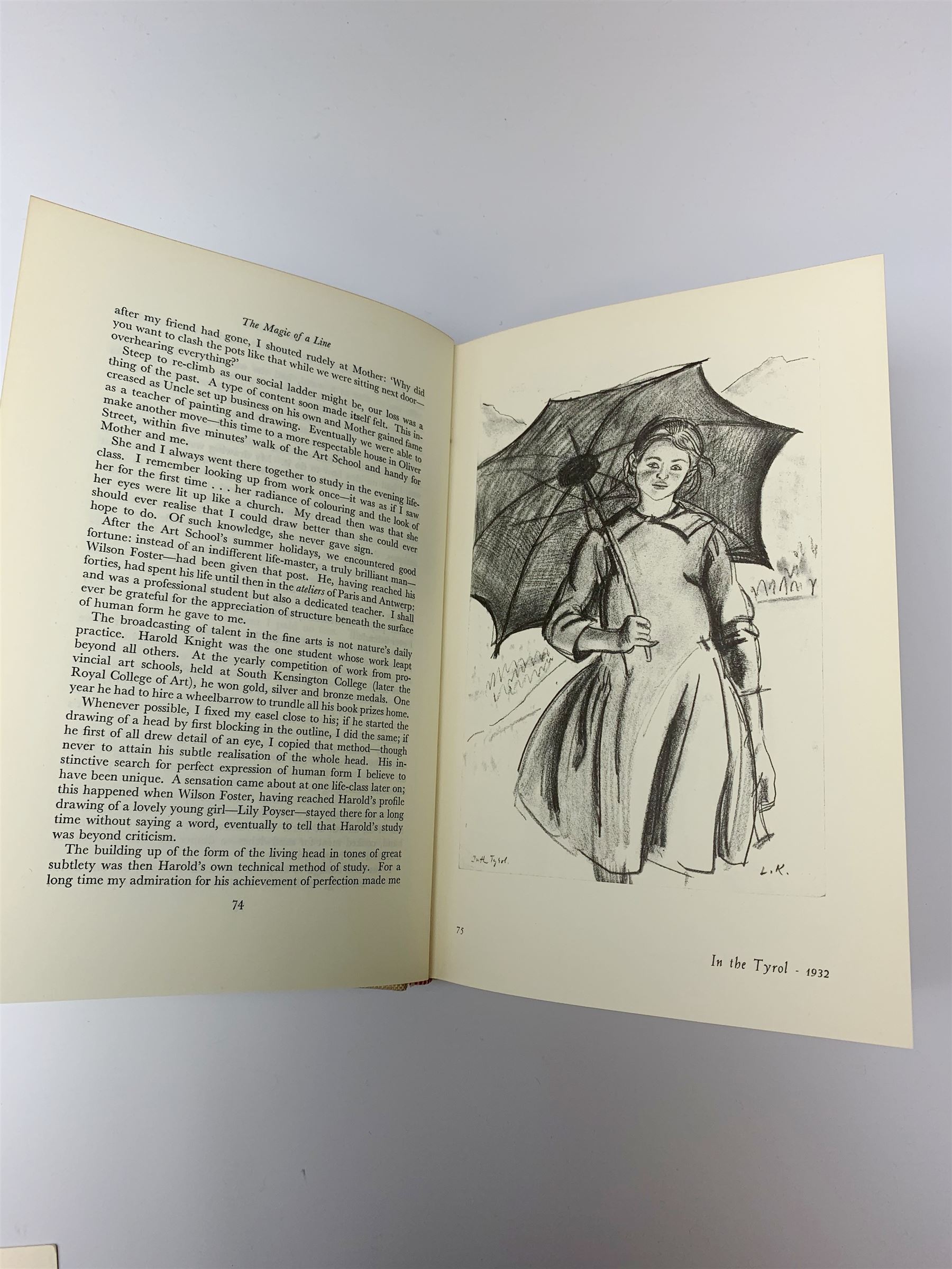 Laura Knight, The Magic of a Line, The Autobiography of Laura Knight, 1965, William Kimber, London, signed in black pen by Laura Knight, together with a postcard signed Laura K. 