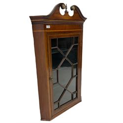 19th century inlaid mahogany corner display cabinet