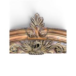 19th century carved pine architectural pediment, detailing floral swags with berries and central serpentine snake head 