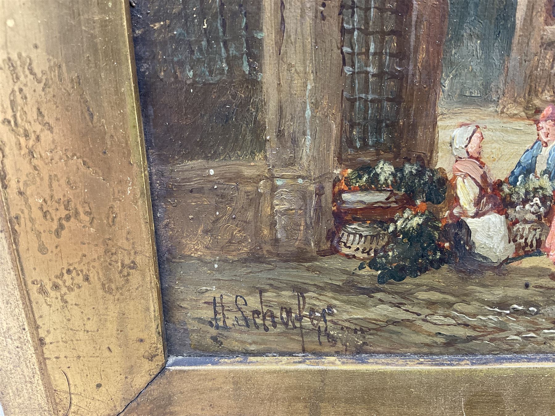 Henry Thomas Schafer (British 1854-1915): Antwerp Town Scenes, pair oils on canvas signed and dated 1890, 39cm x 30cm (2)