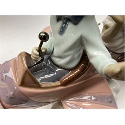 Lladro figure, Don't Look Down, modelled as a girl and boy in a plane, sculpted by Joan Coderch, no 5698, year issued 1990, year retired 2004, H17cm