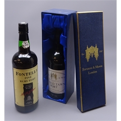  Fortnum & Mason Fine Old Tawny Port, 70cl 20%vol in original gift box, Fontella Fine Ruby Port, 75cl 20%vol, 2btls  