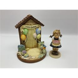 Nine Hummelscapes by Goebel, to include Bavarian Bire Garten, Cuck Crossing, Fisherman's Feast, Strudel Haus etc, each with associated Hummel figures, tallest H14cm 