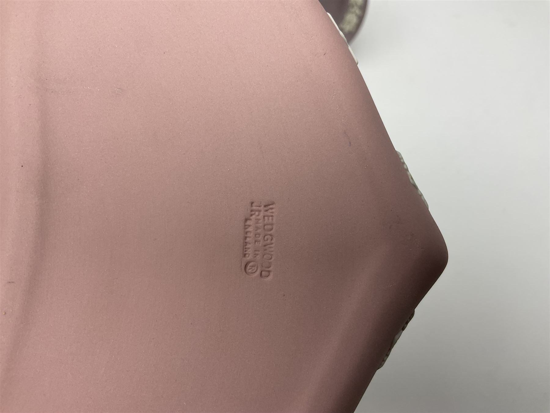 Collection of Wedgwood Jasperware, in orange, lilac and pink colourways, including oval tray, small jug, trinket boxes, trinket dishes, etc , all with impressed mark beneath