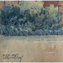 Fred Jay Girling (British 1900-1982): Durham, watercolour over pencil on buff paper signed and dated 1930, 27cm x 38cm