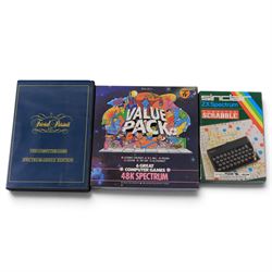 Sinclair ZX Spectrum + personal computer with Spectravideo joystick and games including Pool, Styx, Antics, Microbot, Trivial Pursuit, Scrabble and a six-game Value Pack, all boxed