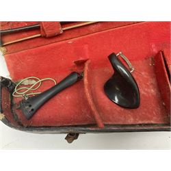 Chinese Parrot violin with 35.5cm two-piece back; L59.5cm in carrying case; and early 20th century German violin for restoration; bears label 'Antonius Stradivarius Faciebat Anno 1730'; cased with bow (2)