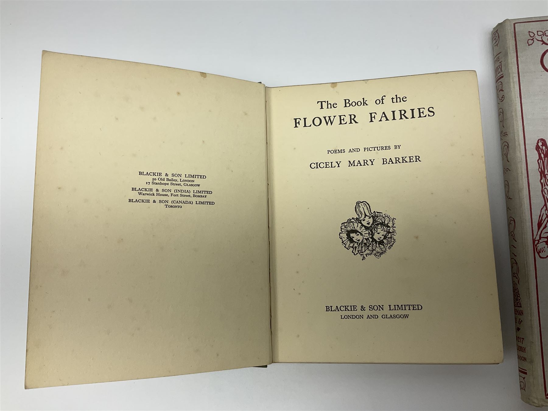 Barker, Cicely; The book of the Flower Fairies, Blackie & Son Ltd, Glasgow, Hind, Lewis. C; Turner, T.C & E.C. Jack, London, Knight, Laura; Oil Paint and Grease Paint, Ivor Nicholson & Watson, London and two other books 