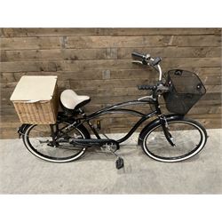 Alpha Plus Surge 26'' bicycle, black, with front and rear baskets