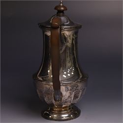 1930s silver coffee pot, of part fluted form with Bakelite type handles and finials, hallmarked Henry Clifford Davis, Birmingham 1933, H22cm