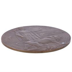 WWI bronze death plaque for Reginald George Clark, with card holder 