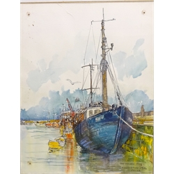  The Haven Fishing Boat, Bridlington and Bridlington Harbour, three watercolours signed by Ronald Falck (British Contemporary 1938-2018), two dated 1982 & '83, 59cm x 42cm unframed (3)  