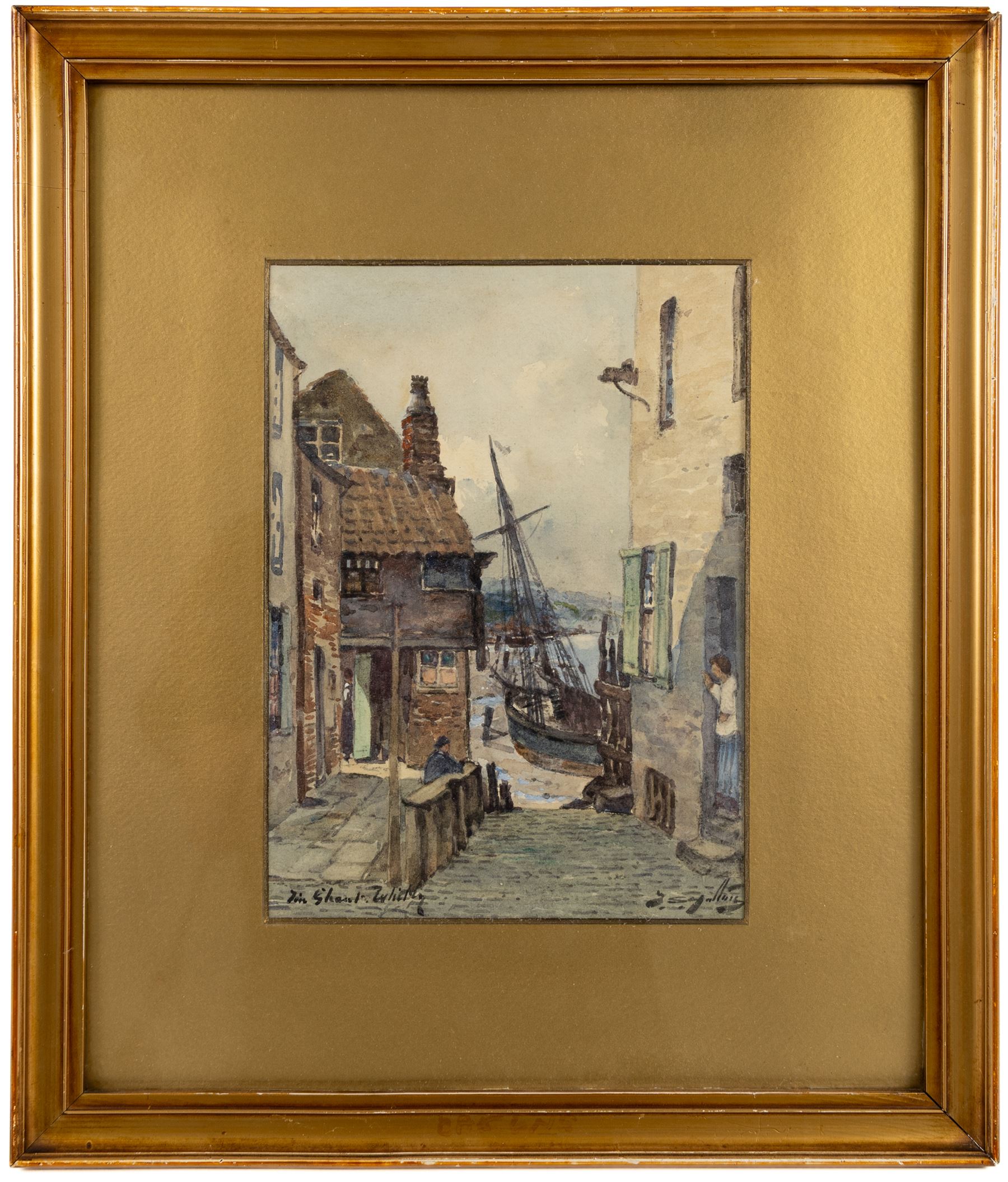 Thomas Swift Hutton (British 1860-1935): 'Tin Ghaut - Whitby', George Percy Bankart (British 1866-1929): ‘River Esk at Whitby’, Edith F Hillier (British 19th/20th Century): ‘The Market Place – Whitby'; together with other Whitby related watercolours variously signed and titled max 36.5cm x 26.5cm (6)