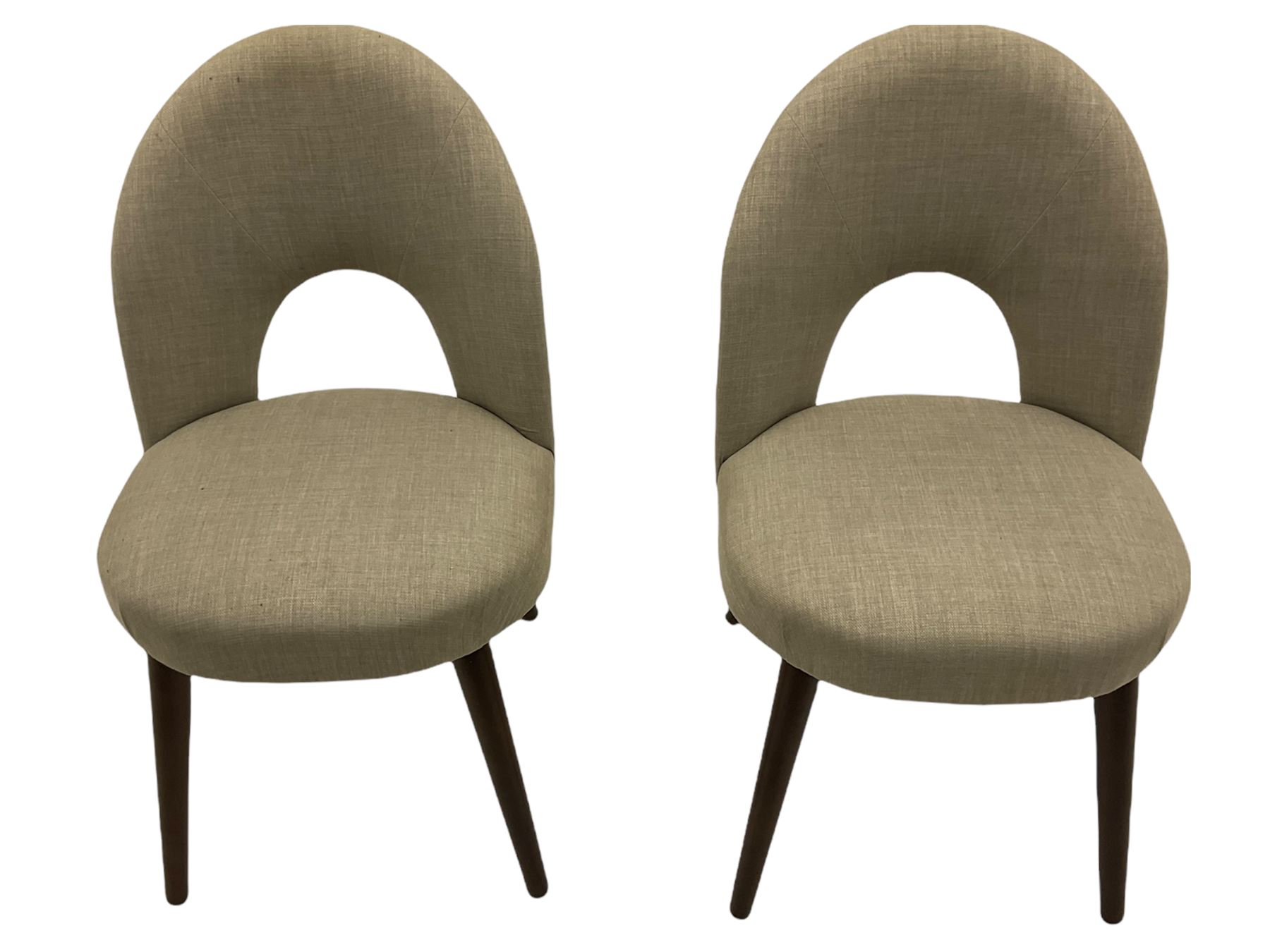 Bentley Designs - Premier collection 'Oslo' contemporary walnut extending dining table and six chairs upholstered in steel grey fabric. 