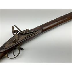 19th century continental flintlock musket for restoration or display, the studded walnut full stock with brass mounts, lock stamped with bumble bee logo possibly for Dresse-Laloux & Cie Liege, under barrel ramrod and one sling swivel, proof marks visible, L166.5cm